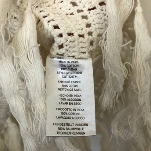 Joie  Zaylee Crochet Sleeveless Fringe Hem Top Cream Beige 100% Cotton Medium M