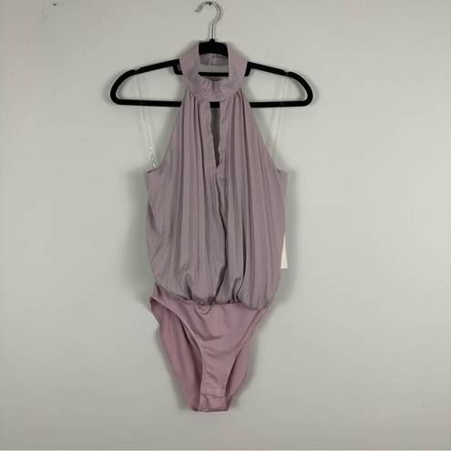 Vanilla Star Jeans Vanilla Star | Mauve High Neck Pleated Bodysuit Size Medium NWT