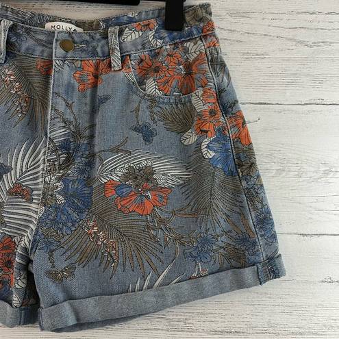 Molly Bracken  Floral Print High Rise Mom Shorts Size 30?