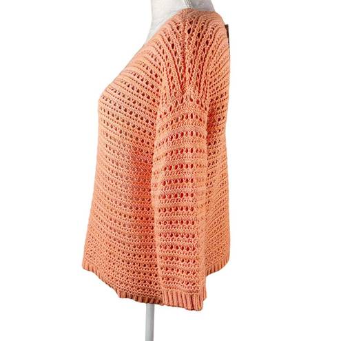 Coldwater Creek  Tradewinds Sweater S Sunset Open Knit 3/4 Sleeves New