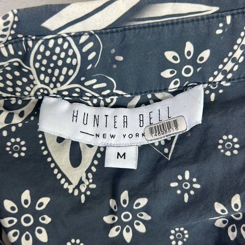 Hunter Bell RTR 
Hattie Dress White/Blue Floral Print Sz Medium MIDI long sleeve