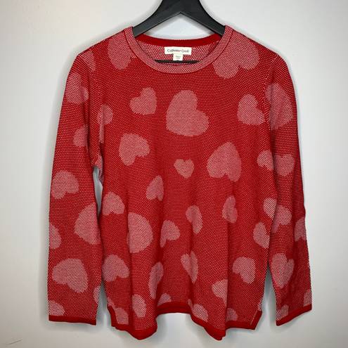 Coldwater Creek Fresh Red Lots of Love Sweater