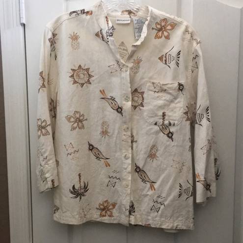 White Stag  linen blend blouse medium