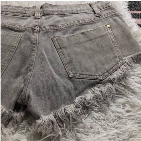 Pistola  Jean Shorts Denim Distressed Raw Hem Cut Off Gray Small