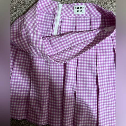 Aritzia  Sunday Best Mini Skirt Women Size 4 High Waist Plaid
Pleated Pink White