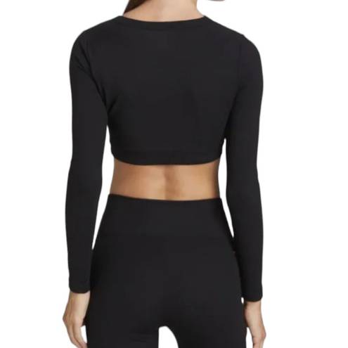 n:philanthropy  Black Roxbury Cropped Long Sleeve Slash Top Size Small New