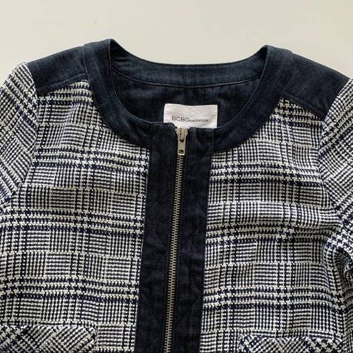 BCBGeneration  | Plaid & Denim Zip Up Jacket 10