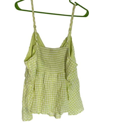 Torrid  size 2 Tie front gingham peplum top white green tank