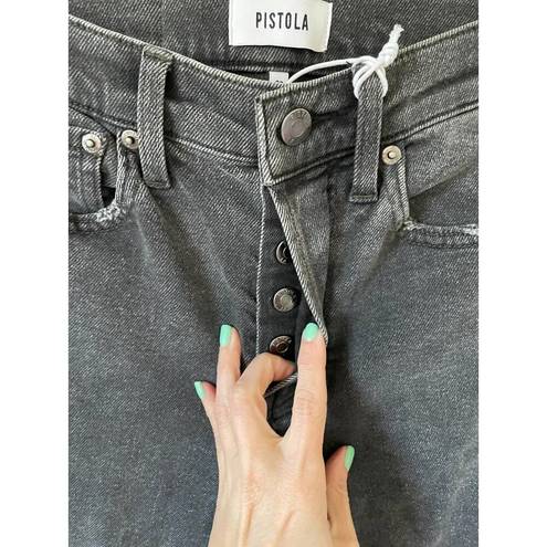 Pistola  High Rise Button Fly Straight Charlie Denim Jeans Black Gray Size 26 NEW