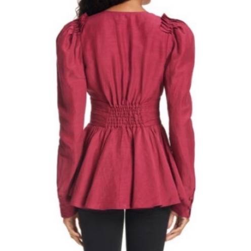 Rebellion Aje  Tucked Peplum Corset Top Magenta