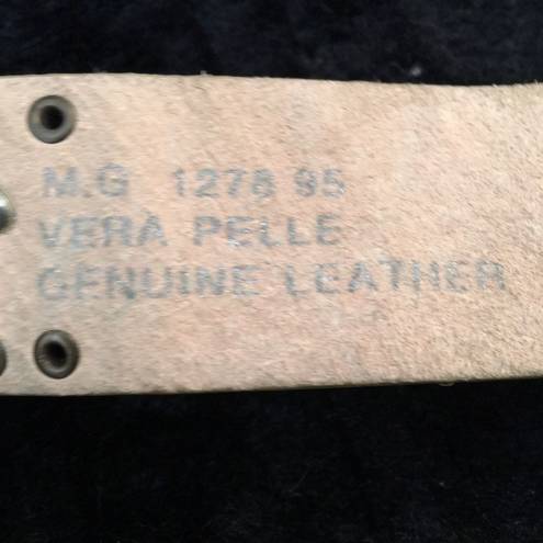 Vera Pelle  Authentic Leather Metal Stone Croc Belt