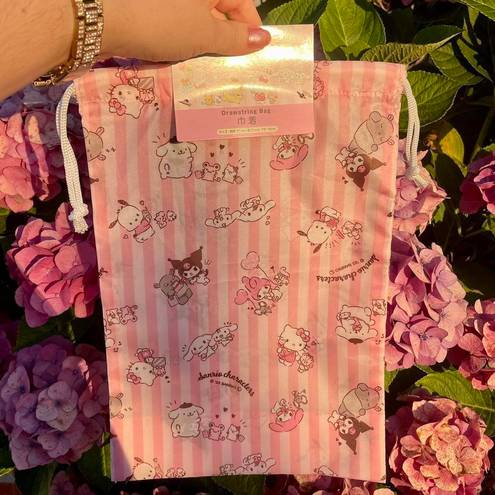Sanrio  Pink Striped Drawstring Bag