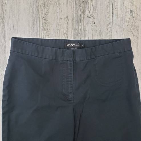 DKNY  Petite Solid Black Embroidered Capri Cropped Pants Women's Size 10P
