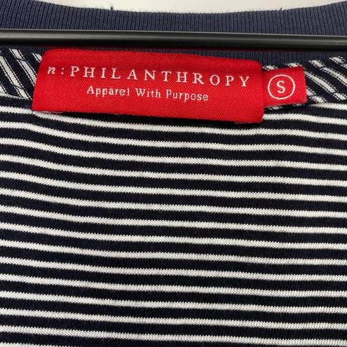 n:philanthropy  V-neck Mini T Shirt Dress Supima Cotton Twist Front Blue White S