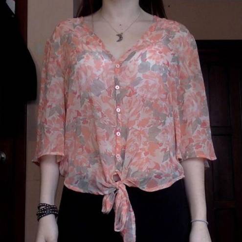 Kirra Pacsun  Floral Tie Top