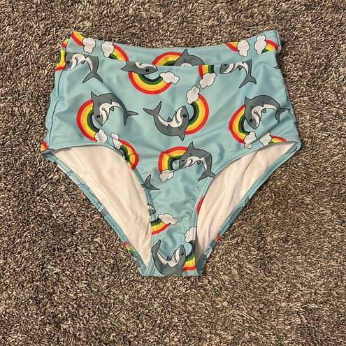 Modcloth  | 2 piece swimsuit |  rainbow shark print | Top: XS, Bottom: S