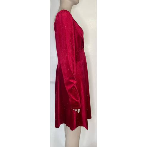 Ruby Red Velvet Surplice Skater Dress