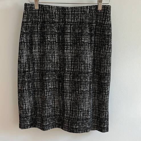 Coldwater Creek Black Knit Plaid Stretch Pencil Skirt