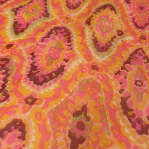 Edge $195 Echo, 100% Silk scarf hand rolled  paisley print, long rectangle