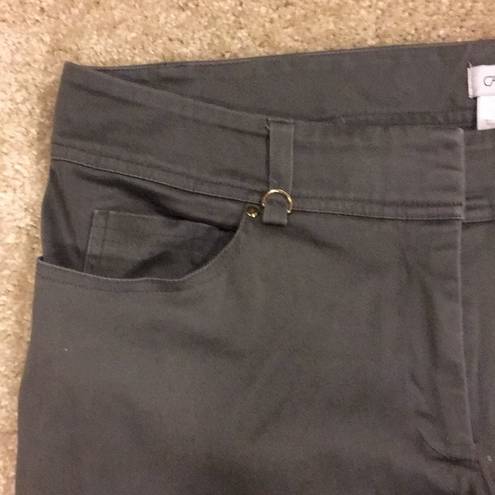 Cache  Olive Cropped Pants Side Zippers Size 12
