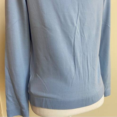 Brooks Brothers  Women Size M Lightweight Blue Merino Wool Crew Neck Sweater