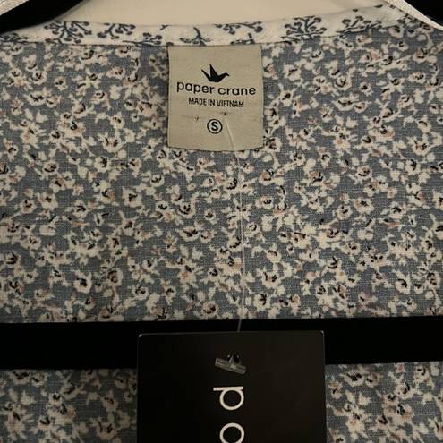 Paper Crane  Blue Floral Blouse, Small, NWT