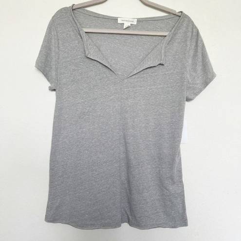 Treasure & Bond  MODAL Tee LARGE Shirt Split Neck Gray heather Short Sleeve