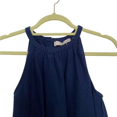 Loft  Navy Blue Embroidered Sleeveless Blouse Sz M