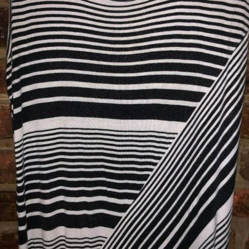 Bobeau  Black & White Asymmetrical Striped Sleeveless Maxi Dress Size Large