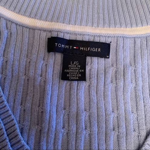 Tommy Hilfiger  V- Neck Cable Knit Sweater Lt Blue