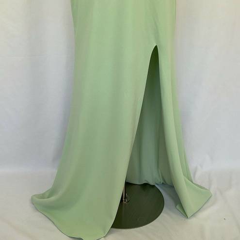 AQUA Women's Formal Dress by  Size 8 Green Crepe Beaded Backless Long Halter Gown