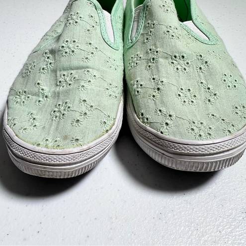 American Eagle  7W Mint Green Eyelet Canvas Slip-On Shoes