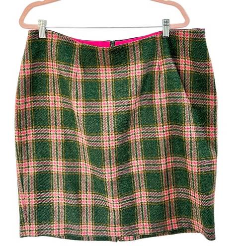 The Moon Boden British Tweed By 100% Wool Plaid Pencil Skirt Size 16R