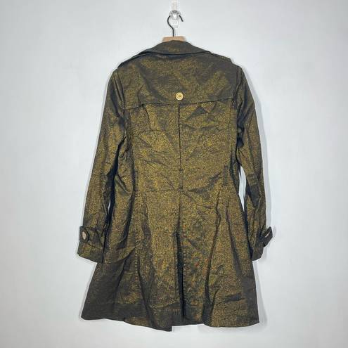 Wet Seal NEW  Vintage Y2K Trench Coat L Gold Metallic Double Breasted Deadstock