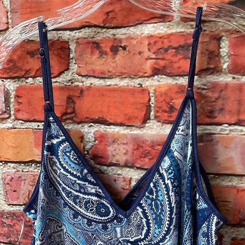 In Bloom Blue Paisley Print  by Jonquil Lace Trim V-Neck Camisole