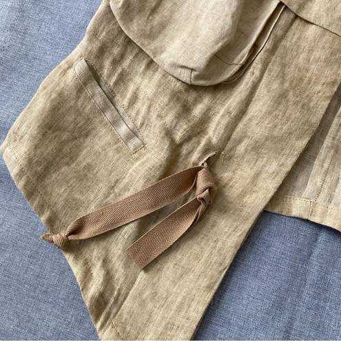 Koch  100% Linen Vest Safari Utility Coastal Old Money Tie Front Pockets XS