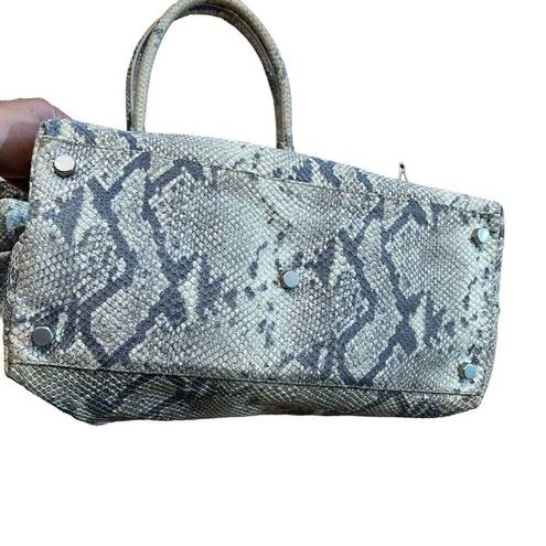 W By Worth  Leather Handbag Women's Snake Skin Texture Gray Blue Cream