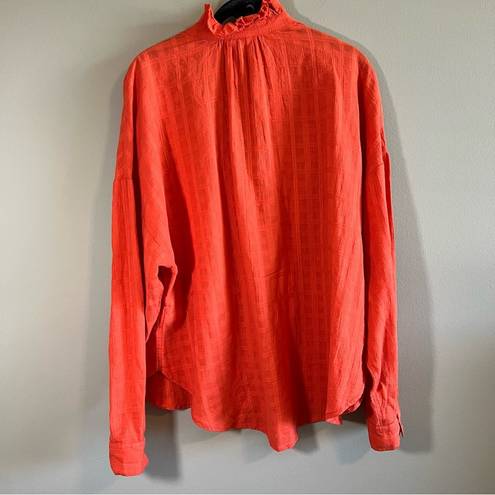 Pilcro  Anthropologie Orange Long Sleeve Button Down Top Large