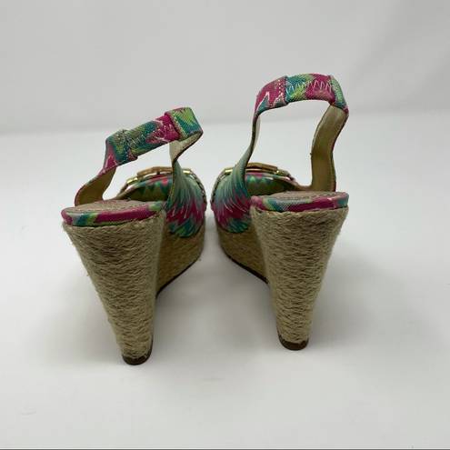 Harper Elaine Turner  Batik Print Wedge Sandals Size 6.5