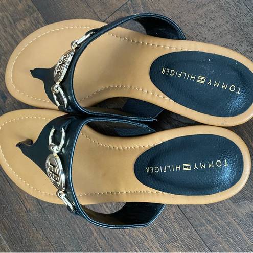 Tommy Hilfiger Sandals Black & Gold Size 8 1/2