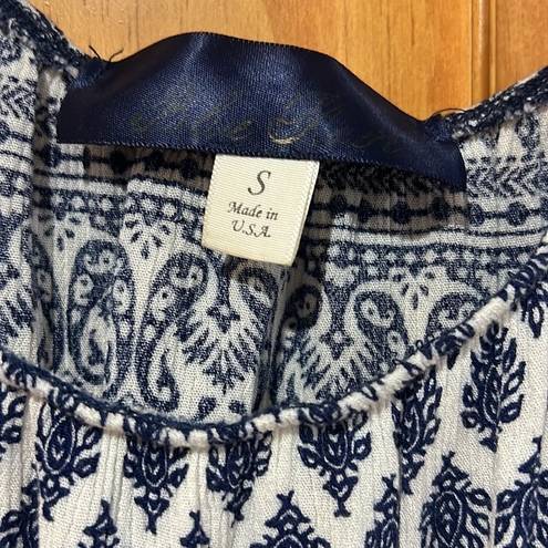 Blue Rain  Blue and White Patterned Blouse