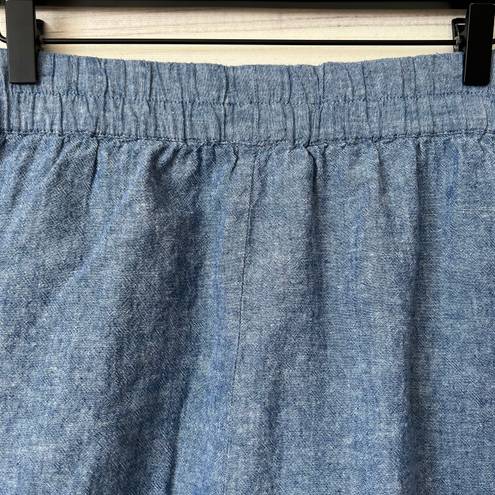 The Loft  Outlet Blue Linen Cotton Blend A-Line Skirt