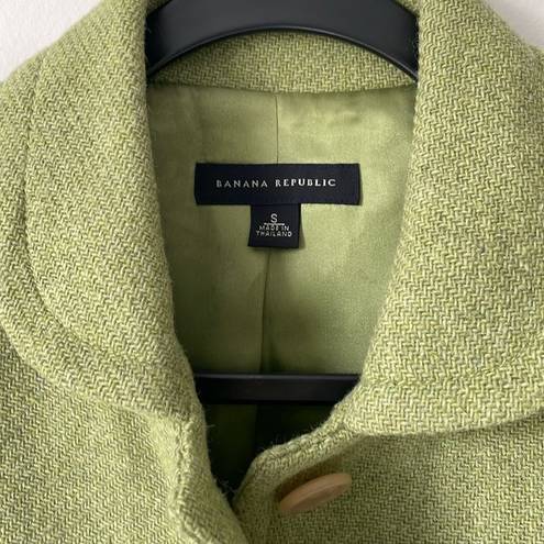 Banana Republic  Spring Green Fitted Button Front Tweed Pea Coat Jacket sz Small