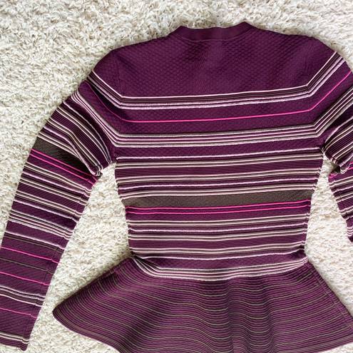 Ted Baker London Purple Stripe Peplum Blouse Sweater