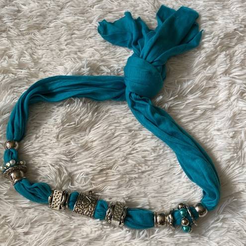 New boho scarf necklace Blue