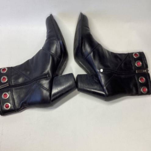 Harley Davidson  leather swagger mid calf grommet moto biker black Boots Size