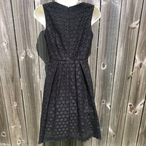 Shoshanna  2 Eyelet Dress Mini Round Neckline Black Sleeveless XS Anthropologie