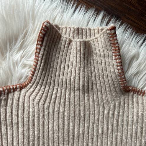 Listicle Contrast Stitch Mock Neck Sweater