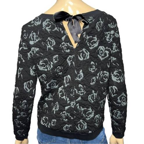 Gold Hinge Hinge Nordstrom Women’s Size S Black Gray Rose Jacquard Bow Back Sweatshirt