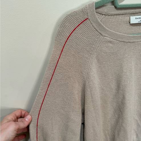 Babaton  Aritzia Artem Cotton Cashmere Tan Red Stripe Cropped Sweater Size M